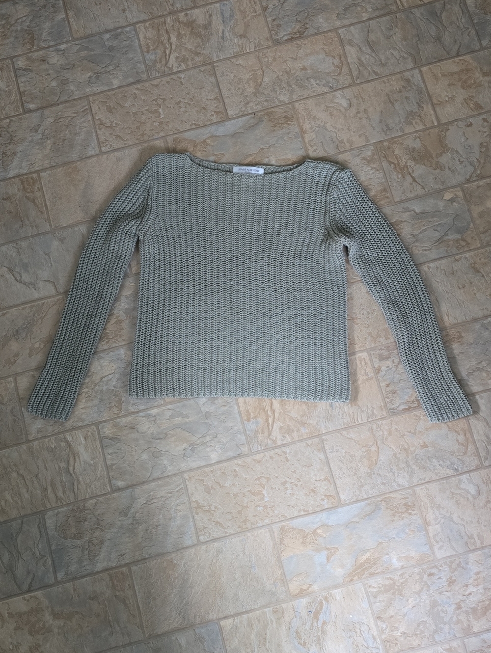 Vintage Jones New York Green Woven Crewneck Sweater